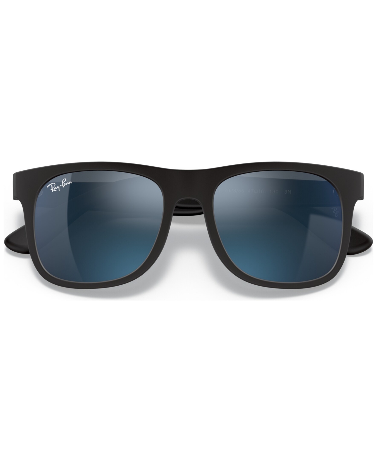Shop Ray-ban Jr . Kids Sunglasses, Rj9069s (ages 11-13) In Rubber Black,blue Mirror Blue