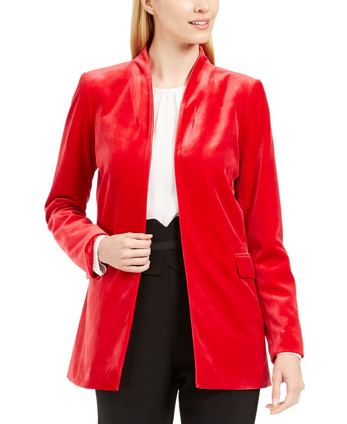 Macy's red cheap velvet blazer
