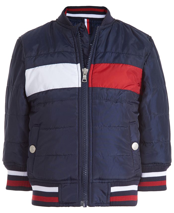 Tommy Baby Boys Dark Blue Quilted Bomber Jacket -