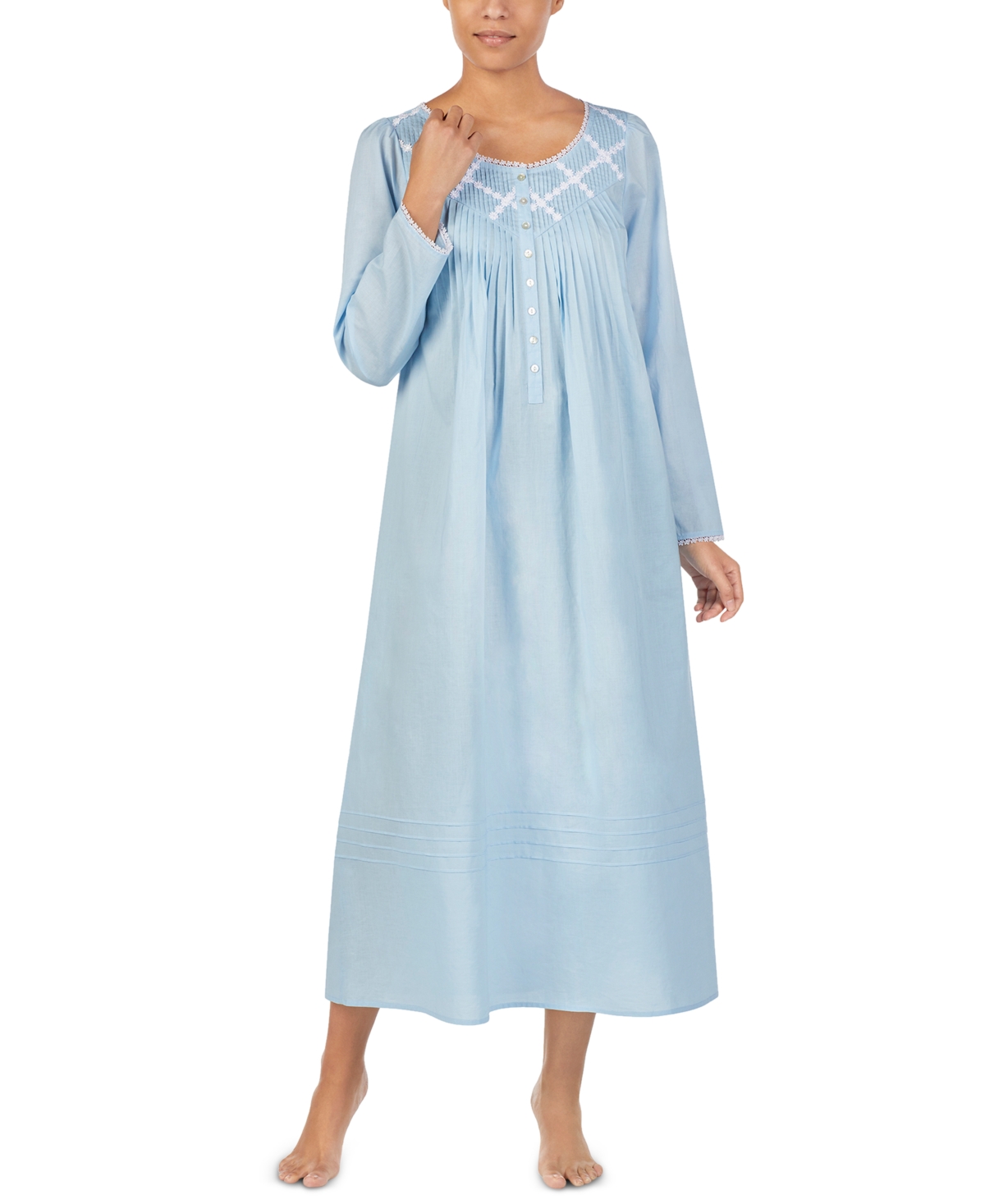 Cotton Pintuck Ballet Nightgown - Blue