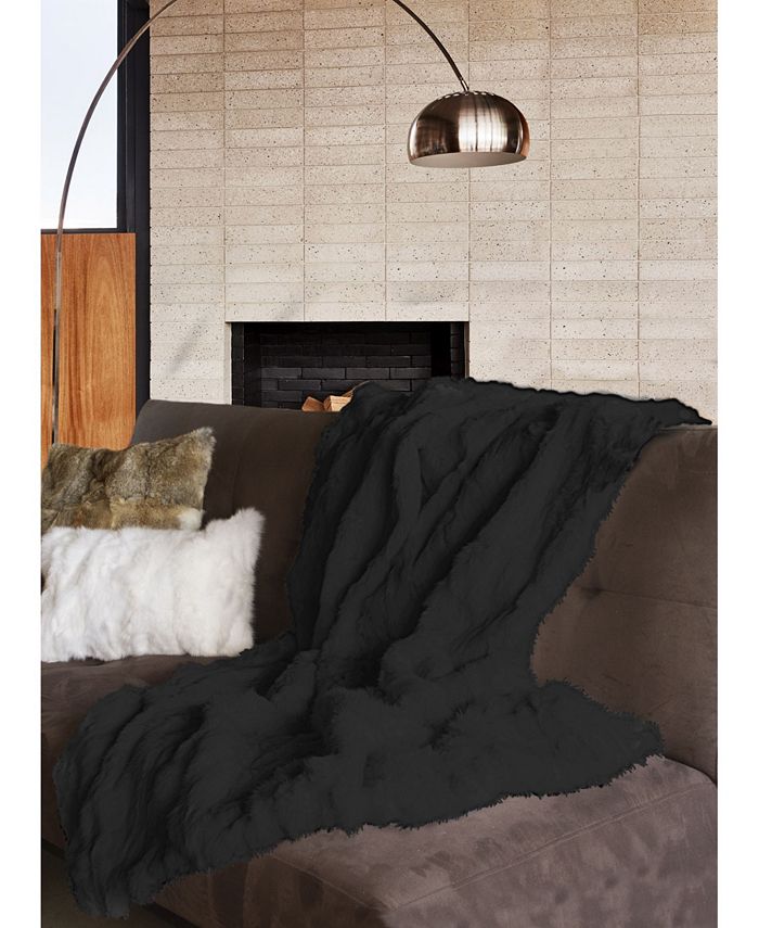 Luxe Faux Fur FAUX FUR THROW 50" X 60" LINEAR OFF WHITE Macy's