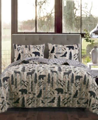 Textiles Wildlife Friends 3 Pc. Quilt Set, King
