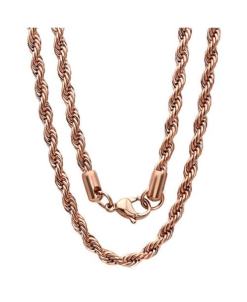 Steeltime Men S 18k Rose Gold Plated Stainless Steel Rope Chain 24 Necklace Reviews Necklaces Jewelry Watches Macy S