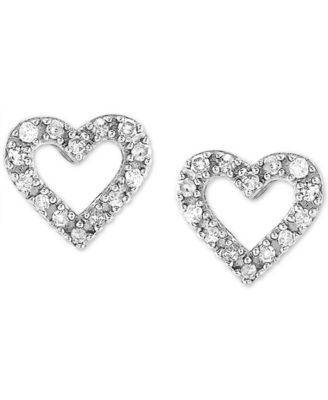 Diamond Heart Stud Earrings in Sterling Silver (1/10 ct. t.w.)