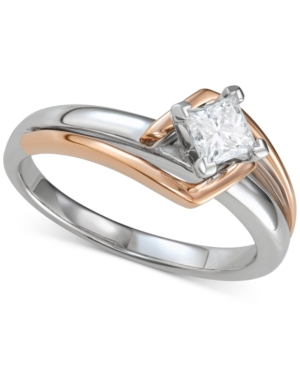 image of Diamond Princess Two-Tone Solitaire Engagement Ring (1/2 ct. t.w.) in 14k Gold & White Gold