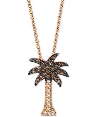 EFFY Collection - Diamond Palm Tree 18" Pendant Necklace (1/10 ct. t.w.) in 14k Rose Gold