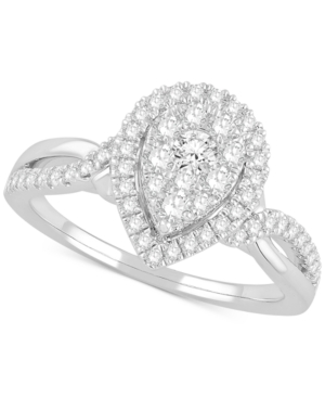 image of Diamond Cluster Halo Statement Ring (5/8 ct. t.w.) in 14k White Gold