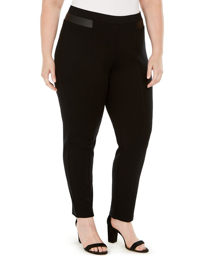 JM Collection Plus Size FauxLeatherTrim Pants, Created for Macy's