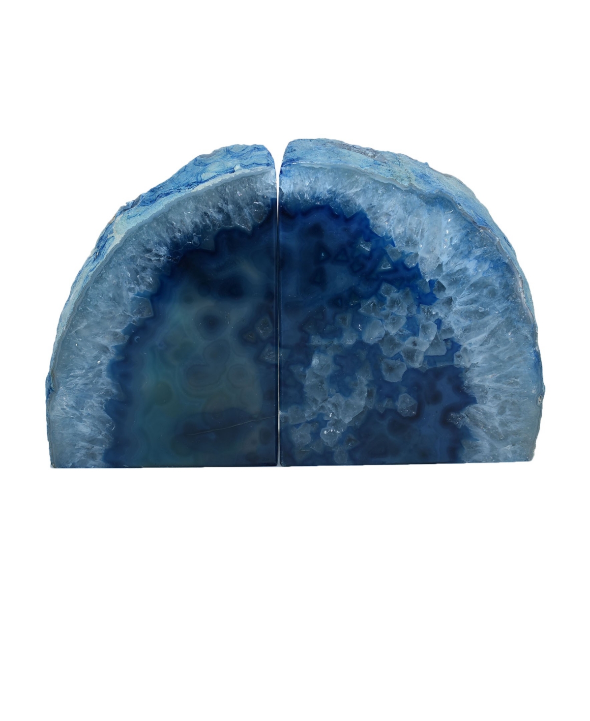 Nature's Decorations - Premium Agate Medium Bookends In Blue
