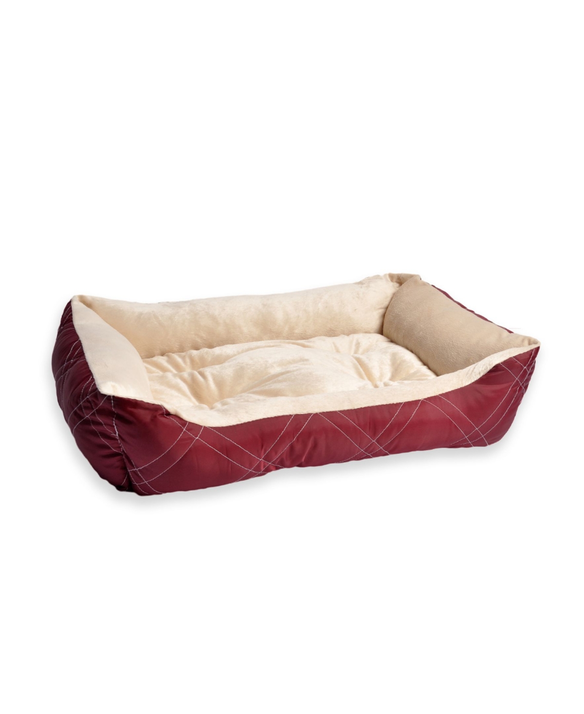Happycare Textiles All Season Reversible Pet Bolster Pet Bed, Medium Size - Red