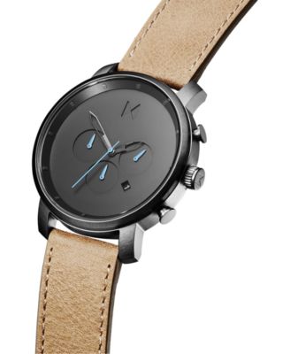 Men's Chrono Sandstone Leather Strap Watch 45mm