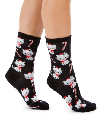 Charter Club - Women's Candy Cane Cats Crew Socks