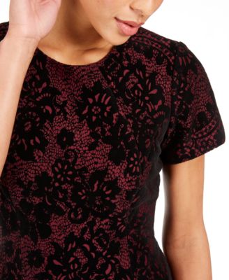 Vince Camuto Burnout Lace Fit & Flare Dress - Macy's