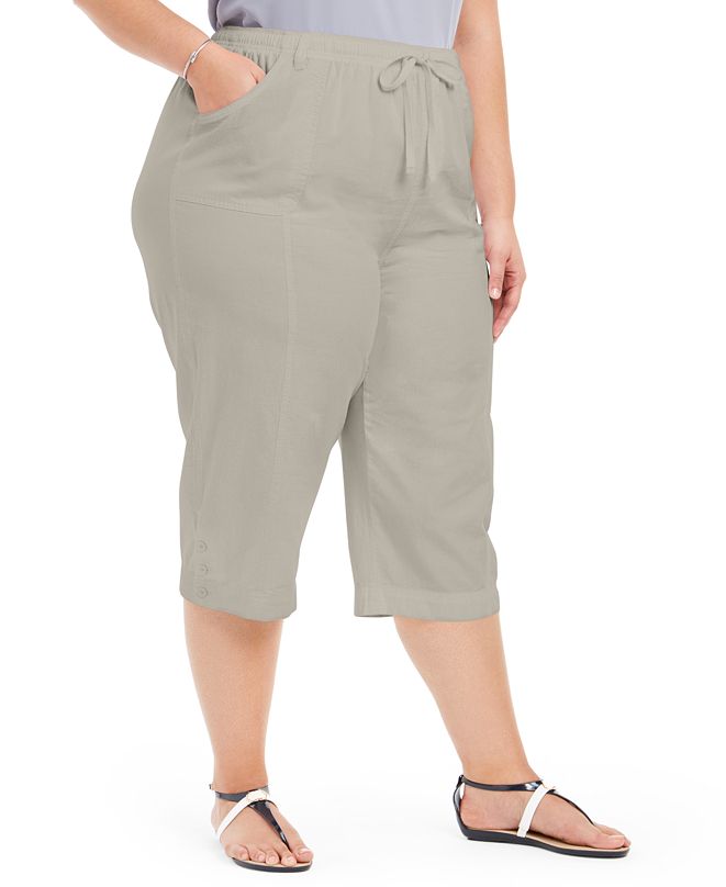 Karen Scott Plus Size Button-Cuff Capri Pants, Created for Macy's ...