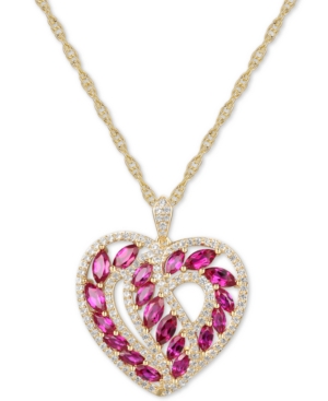 image of Certified Ruby (2-1/4 ct. t.w.) & Diamond (1/2 ct. t.w.) Heart 18
