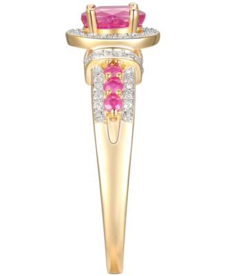 Ruby (3/4 ct. t.w.) & Diamond (1/10 ct. t.w.) Ring in 14k Gold-Plated Sterling Silver