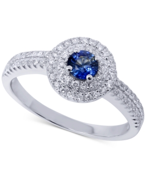 image of Sapphire (1/3 ct. t.w.) & Diamond (1/4 ct. t.w.) Ring in 14k White Gold