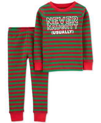 Carter's - Toddler Boys 2-Pc. Thermal Never Naughty Pajamas Set