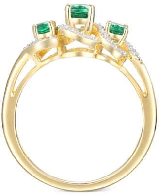 Emerald (1/2 ct. t.w.) & Diamond (1/10 ct. t.w.) Ring in 14k Gold-Plated Sterling Silver