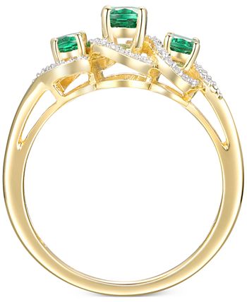 Macy's - Emerald (1/2 ct. t.w.) & Diamond (1/10 ct. t.w.) Ring in 14k Gold-Plated Sterling Silver