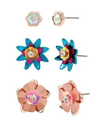 Betsey Johnson - Mixed Flower Stud Earrings Set
