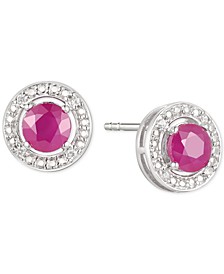 Ruby (5/8 ct. t.w.) & Diamond Accent Stud Earrings in Sterling Silver (Also Available In Emerald and Sapphire)
