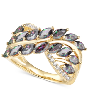 image of Mystic Topaz (2 ct. t.w.) & Diamond (1/10 ct. t.w.) Statement Ring in 14k Gold-Plated Sterling Silver
