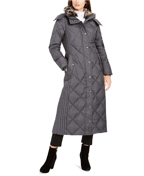 London Fog Maxi Puffer Coat With Faux Fur Trim Reviews Coats