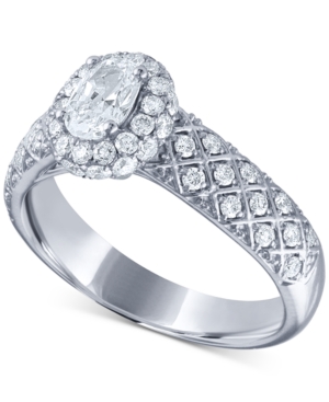 image of Diamond Lattice-Pattern Engagement Ring (1 ct. t.w.) in 14k White Gold