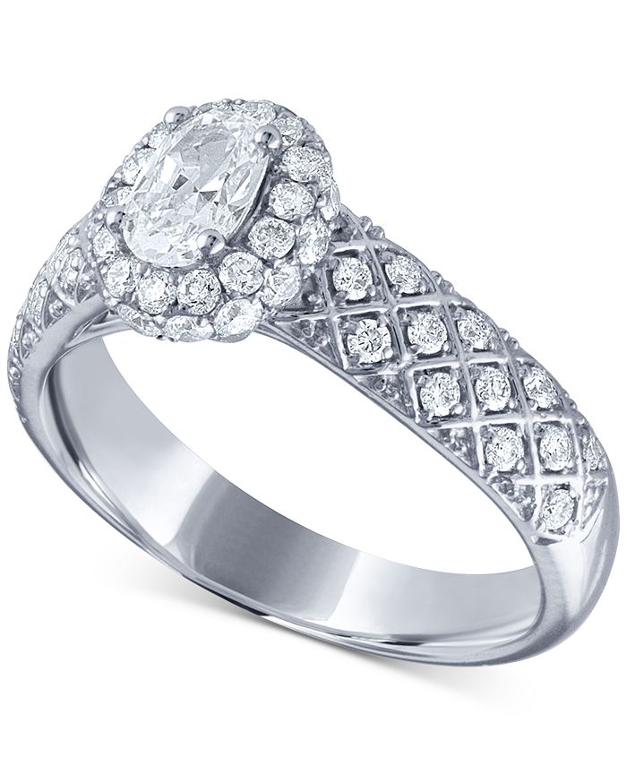 Macy's Diamond Lattice-Pattern Engagement Ring (1 ct. t.w.) in 14k ...