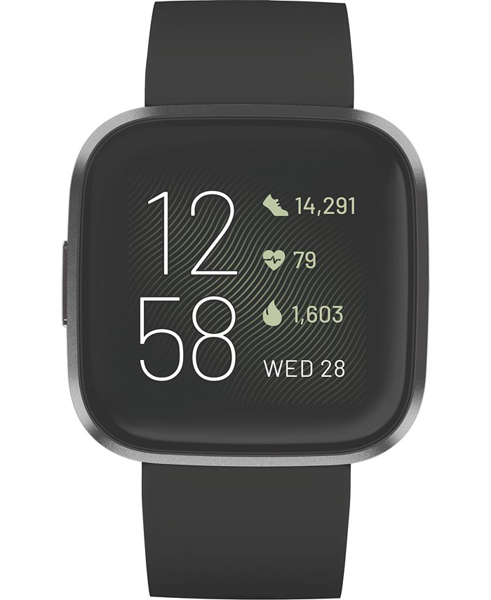 Fitbit Versa 2 Black Elastomer Strap Touchscreen Smart Watch 39mm - Macy's