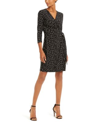 anne klein printed wrap dress