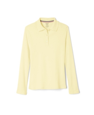 French Toast Little Girls Long Sleeve Interlock Knit Polo with Picot Collar