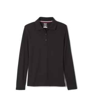 French Toast Little Girls Long Sleeve Interlock Knit Polo with Picot Collar