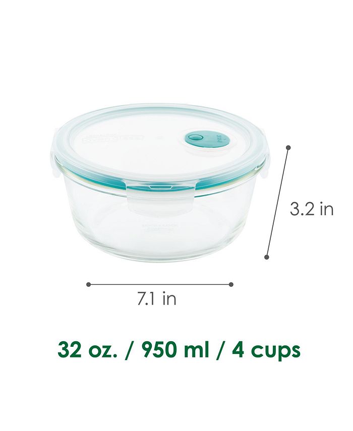 LocknLock Purely Better Glass Food Storage Container with Lid, 32 Ounce,  Clear