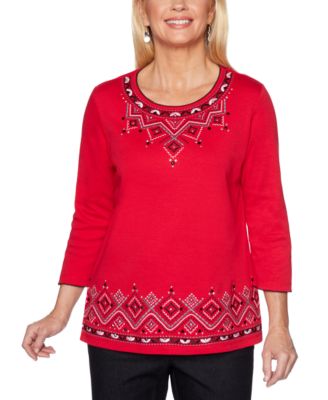 macys petite red tops