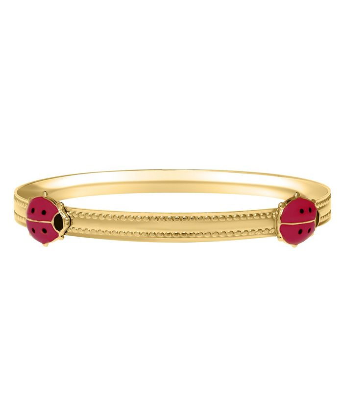 Macy's - Children's 14K Pink Ladybug Bracelet in 14k Yellow Gold over Brass Alloy