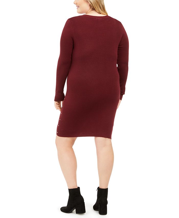 Planet Gold Derek Heart Trendy Plus Size Studded Sweater Dress - Macy's