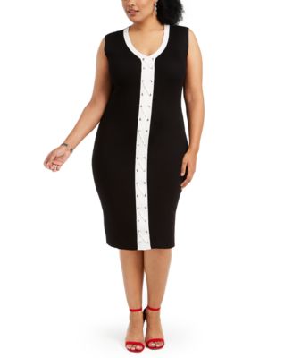 Planet Gold - Trendy Plus Size Lace-Up Bodycon Dress