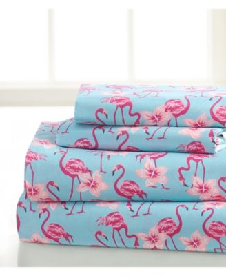 Universal Home Fashions - SEASIDE RESORT Flamingo Flowers QUEEN Sheet set