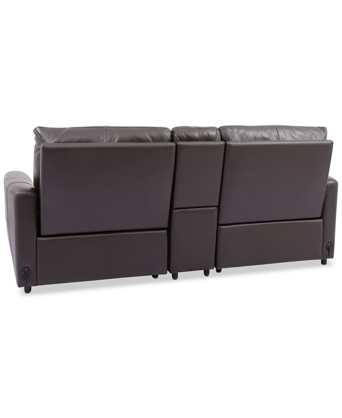 Furniture Danvors 3Pc. Leather Sectional Sofa with 2 Power Recliners