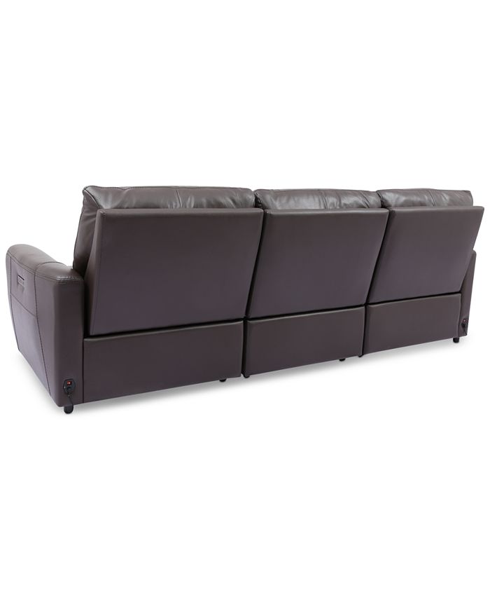 Furniture Danvors 3Pc. Leather Sectional Sofa with 2 Power Recliners