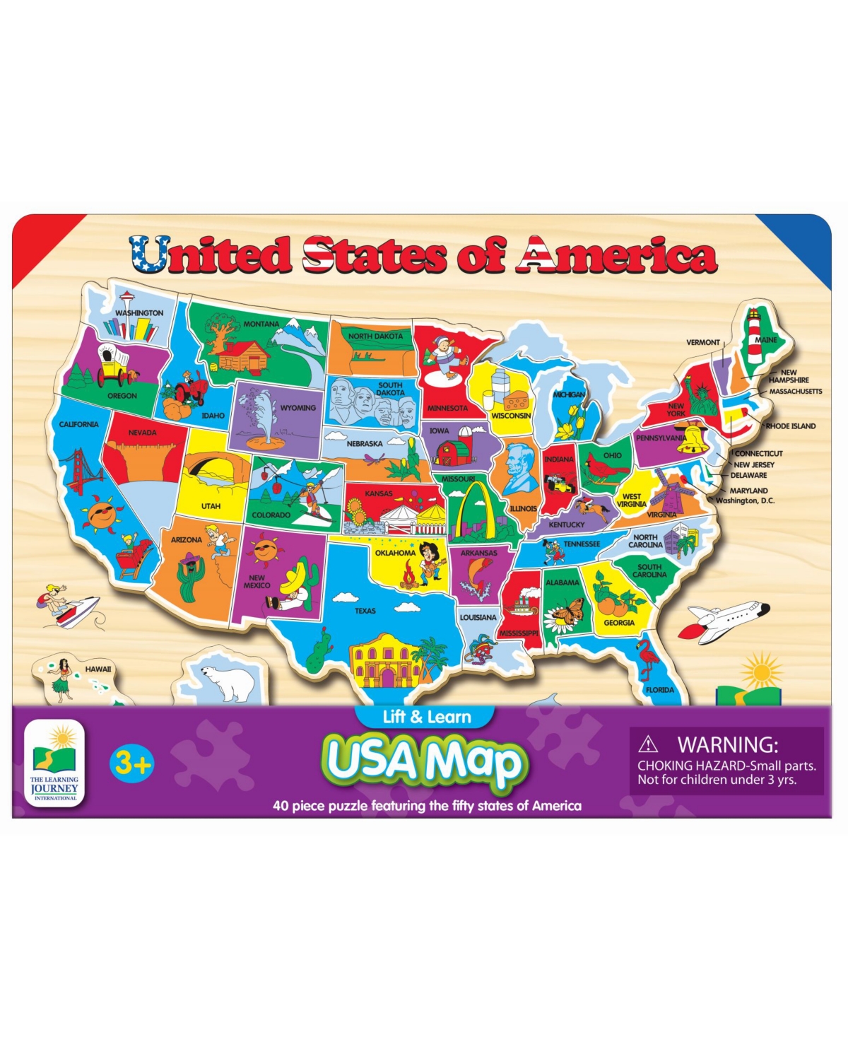 The Learning Journey Kids' Lift And Learn Usa Map Puzzle In Multi
