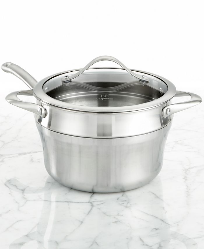 Calphalon Contemporary Stainless Steel 2.5 Qt. Covered Saucepan with Double  Boiler - Macy's