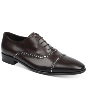 Roberto Cavalli Men's Cap-toe Leather Oxfords Men's Shoes In Dark Brown
