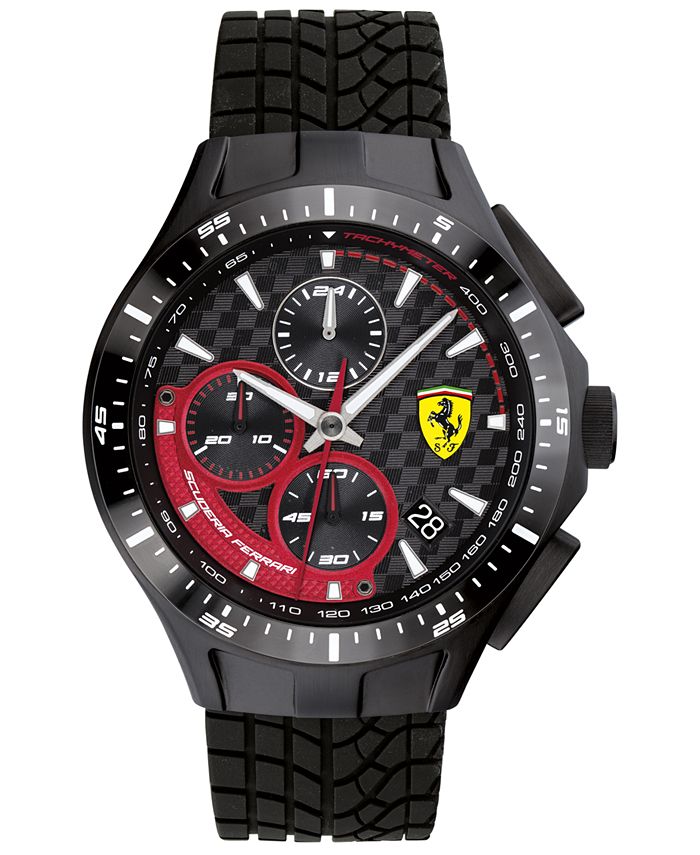 Ferrari Men's Chronograph Race Day Black Silicone Strap Watch 44mm - Macy's