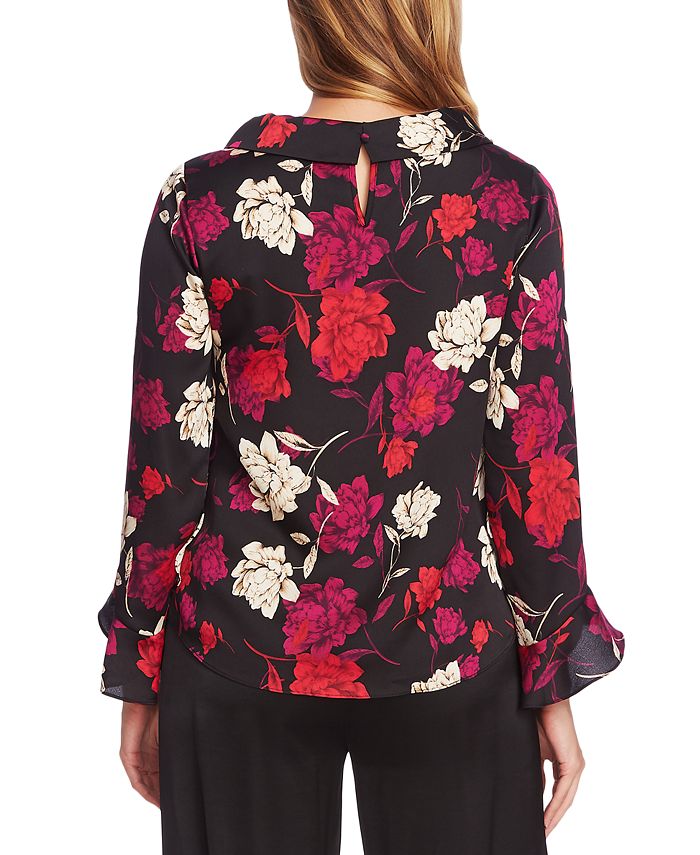 Vince Camuto Collared Floral-Print Top - Macy's