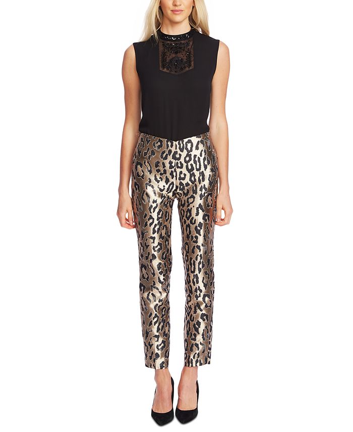 Vince Camuto Leopard-Print Jacquard Pants - Macy's