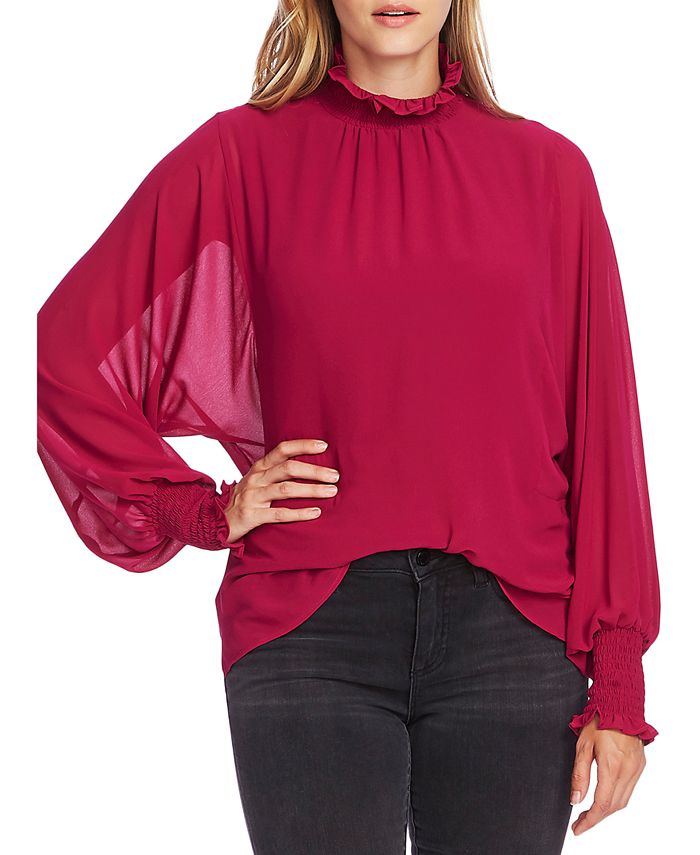 Vince Camuto Smocked Batwing-Sleeve Blouse - Macy's
