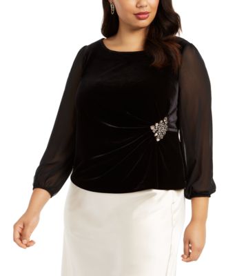 Alex Evenings - Plus Size Velvet Embellished Top